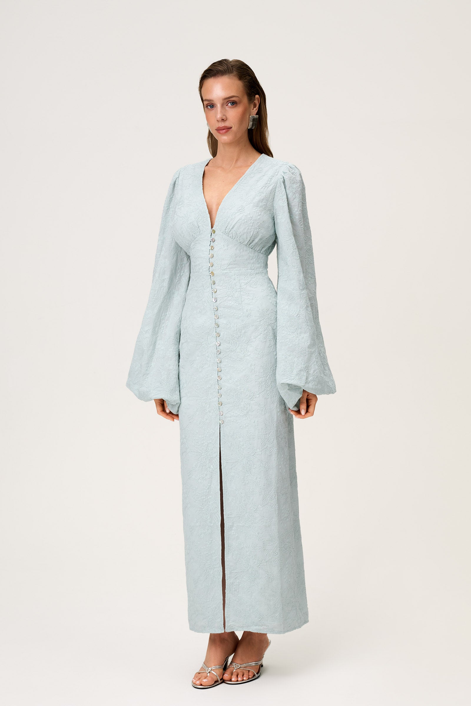 Positano Dress in Mint Embroidery