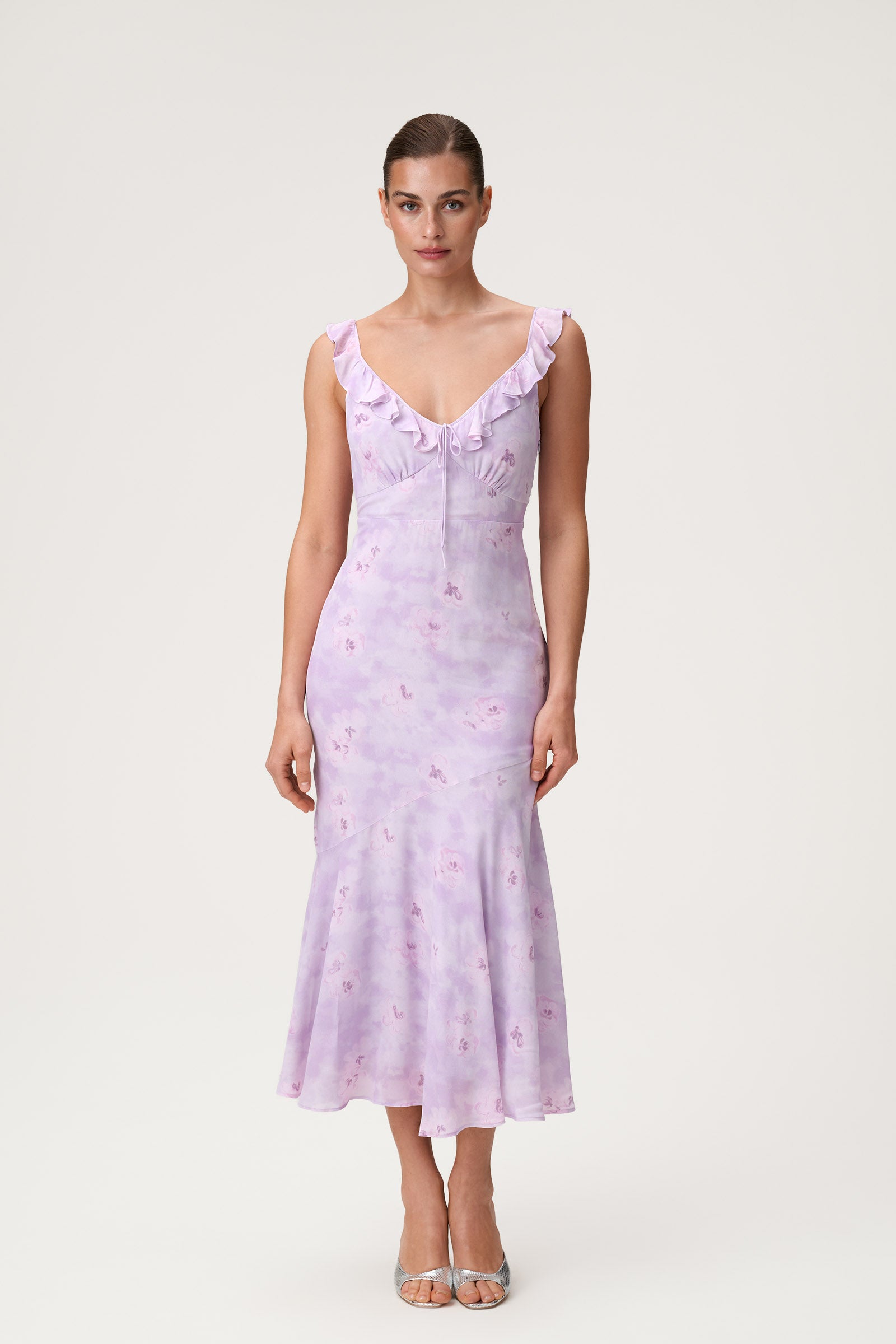 knee length dresses for ladies Lavender Bloom Midi Dress– Teuta Matoshi