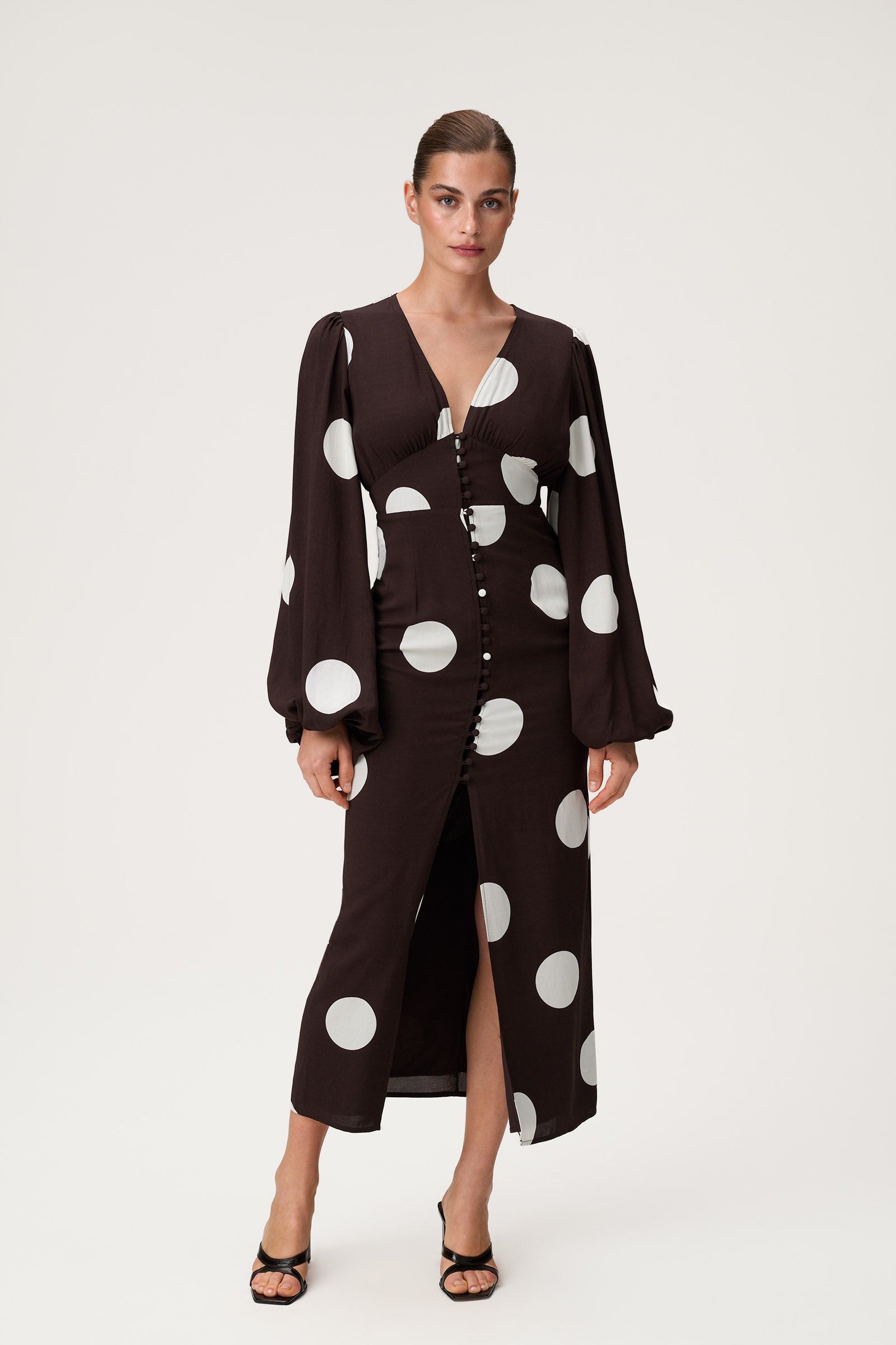 Positano Dress in Brown Dot - Shop now adoore.com Positano Dress in Brown Dot - Shop now adoore.com