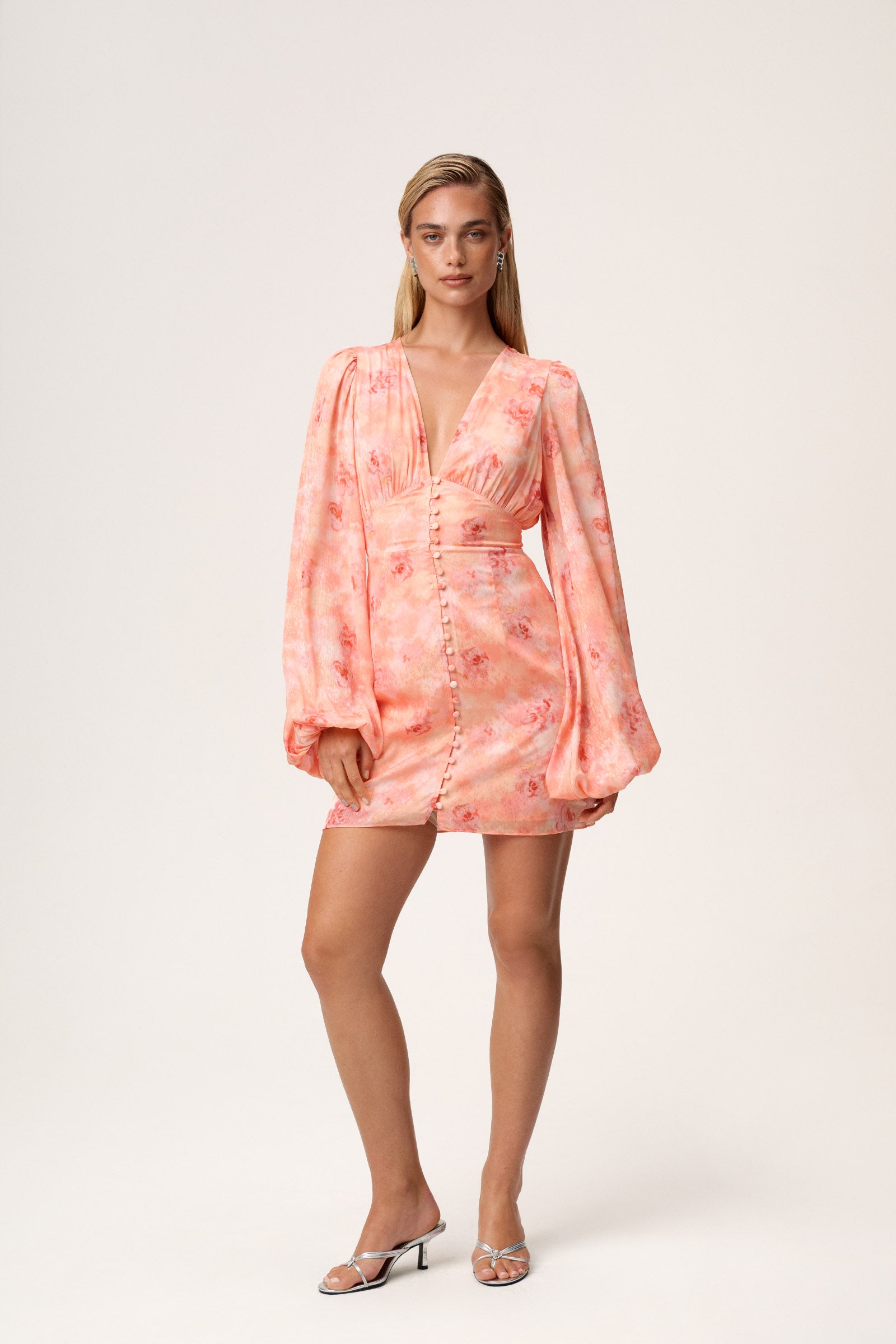 florence mini dress in peach resale The tiered hem adds Rhinestones Appliqued Sparkly Short Size:US 8 / UK 12