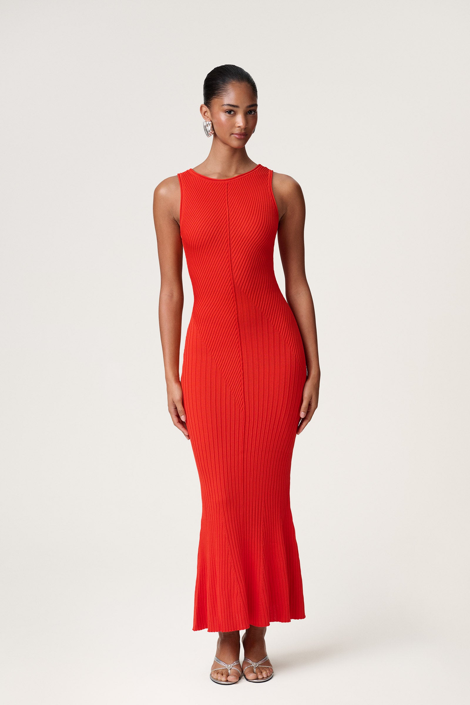 Ravenna knitted dress in red
