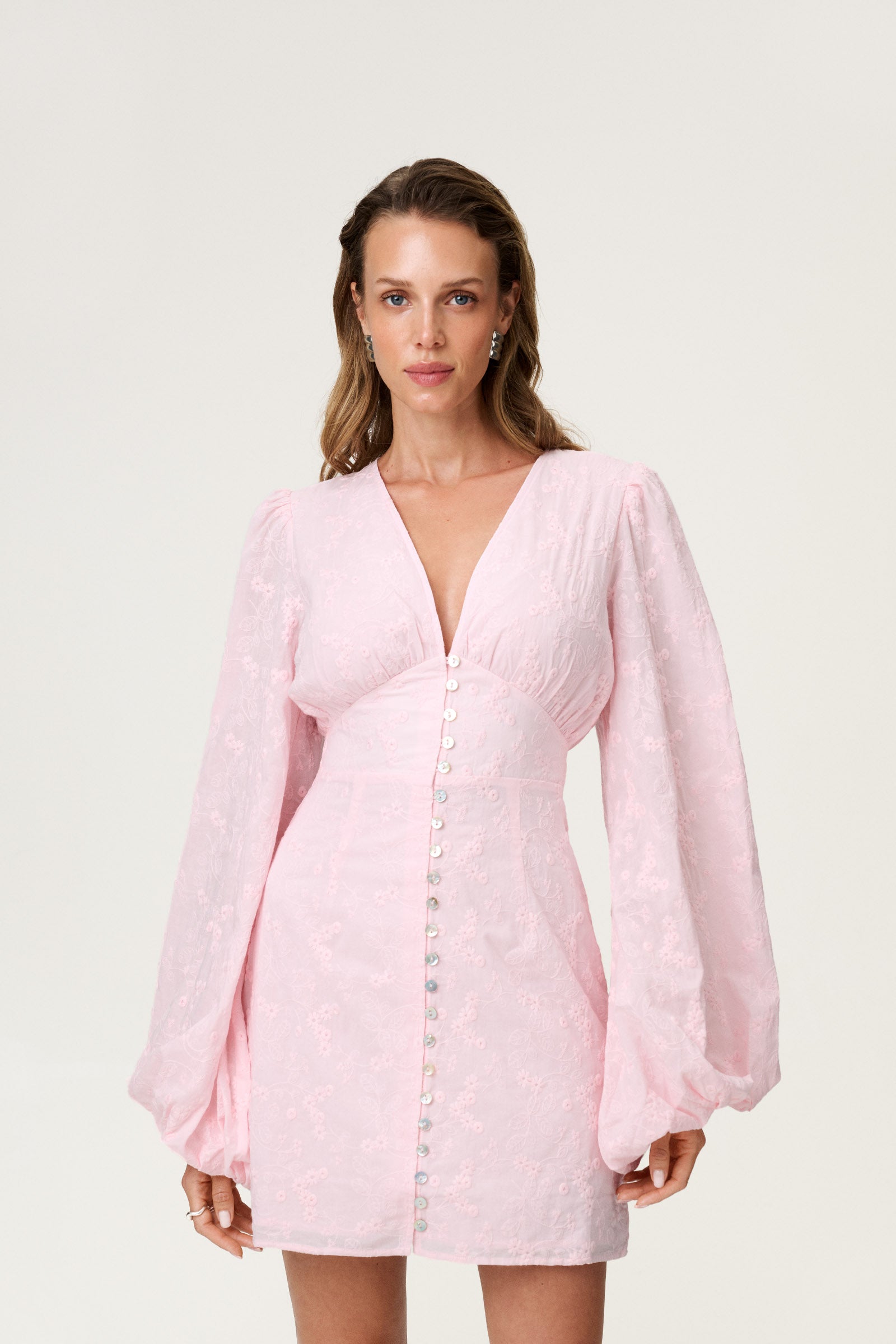 Florence dress in pink embroidery - Shop now adoore.com Florence dress in pink embroidery - Shop now adoore.com