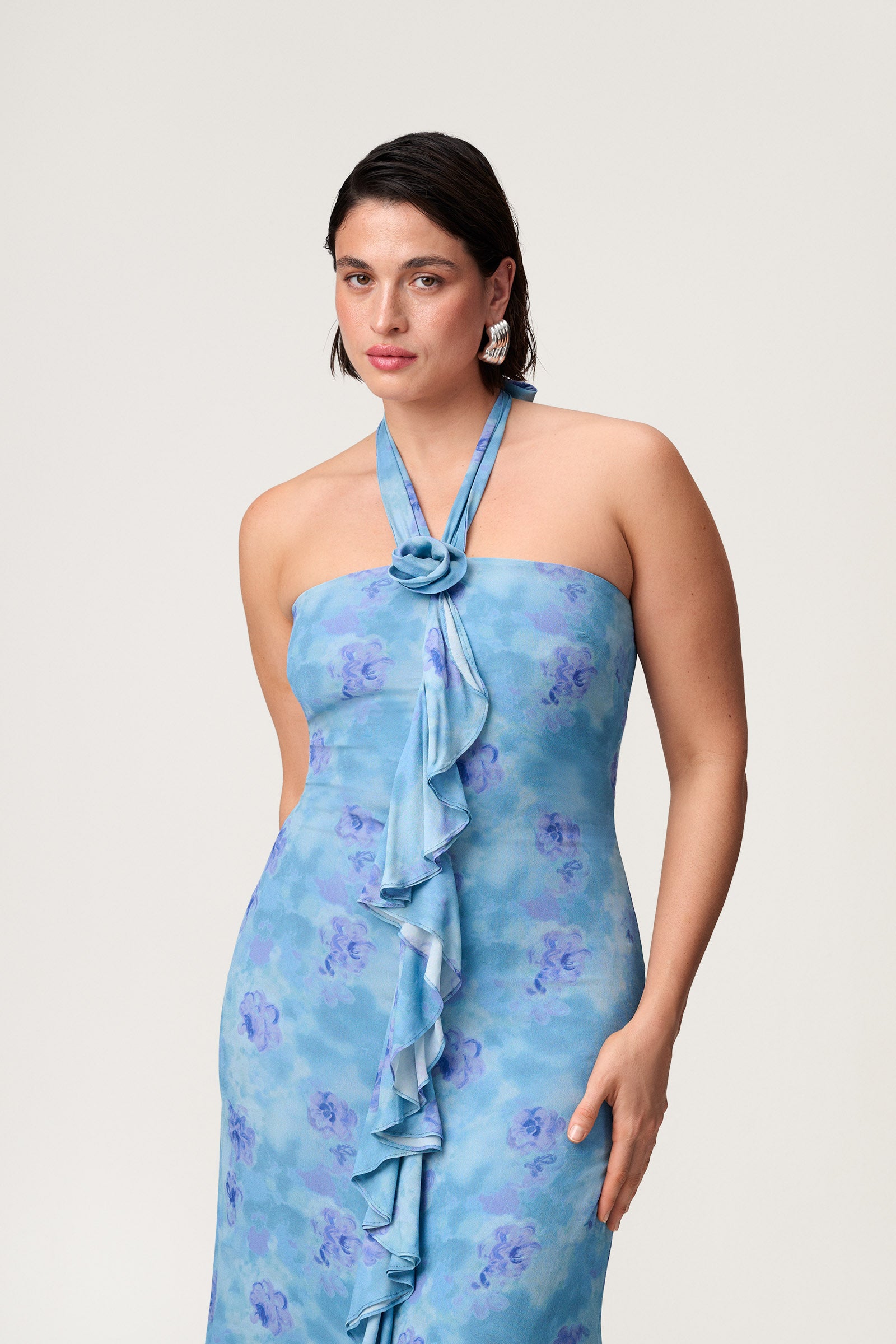 Lamia halterneck dress in blue - Shop now adoore.com Lamia halterneck dress in blue - Shop now adoore.com
