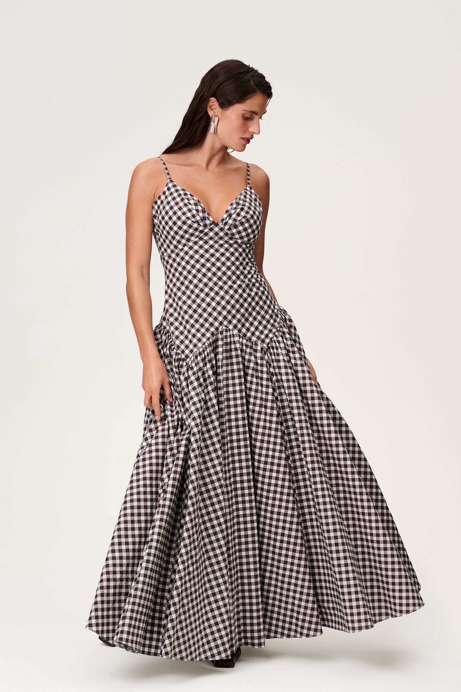 brown gingham maxi dress Dress, Edie Boutique Peppermayo Exclusive The Carmel Maxi Dress is made for nights out and golden hour moments that demand modern elegance Driftwood Gingham Smocked Bodice Maxi