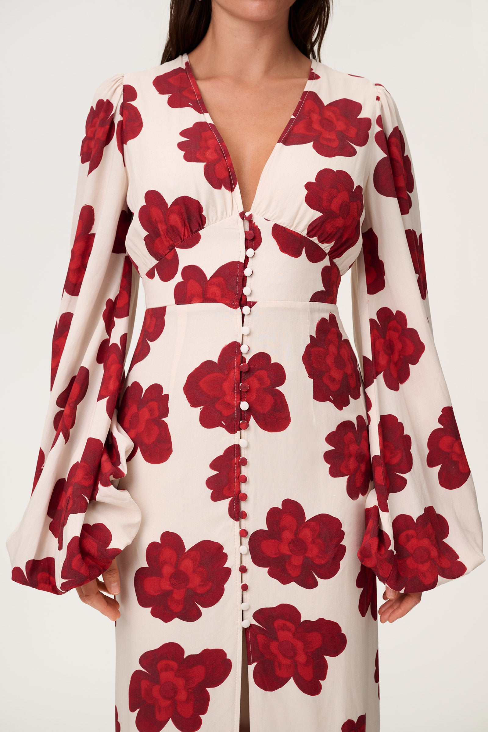 red white floral dress Positano Dress in Red Flower