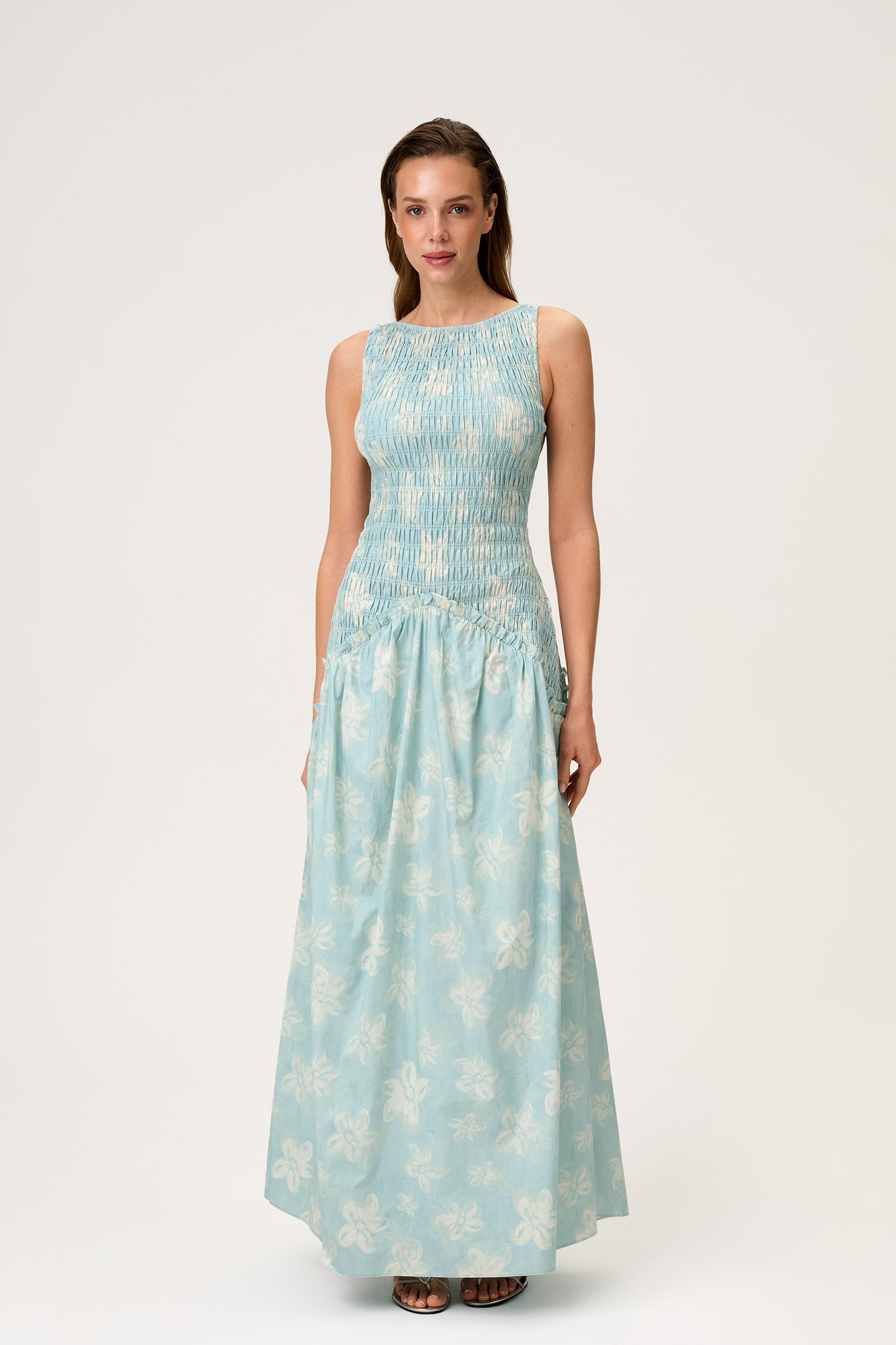 Smocked Madrid Dress in Blue
