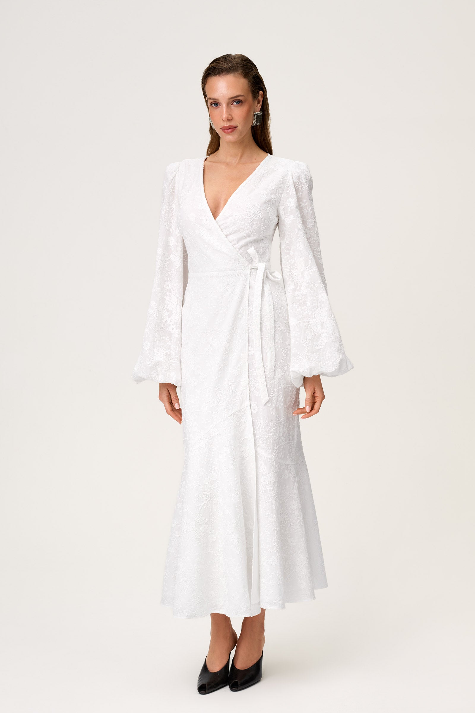 white dress with sleeves maxi Portofino Maxi Dress in White