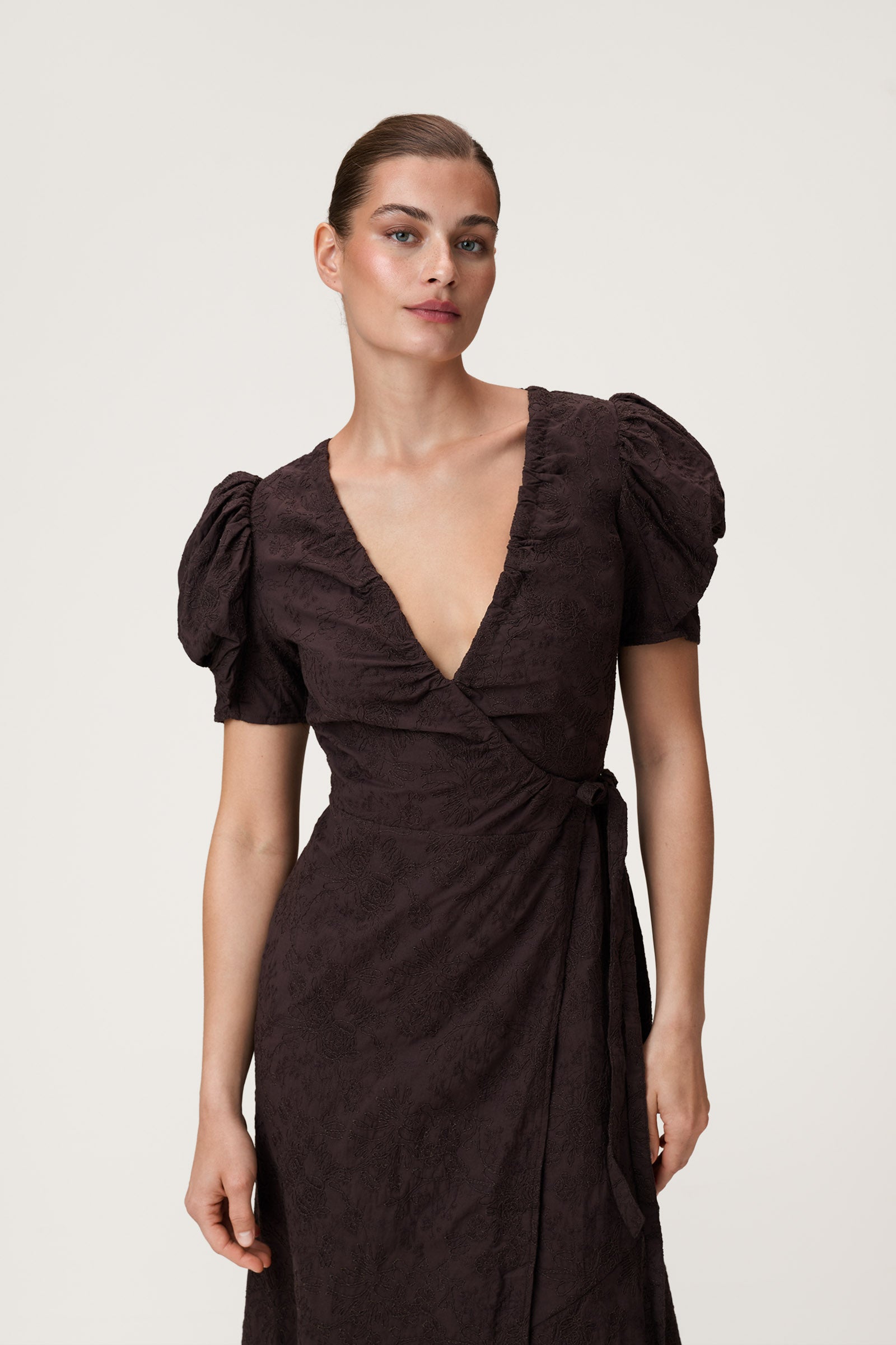 dark brown midi dress with sleeves Petal and Pup Women's Darby Long Sleeve Midi Dress