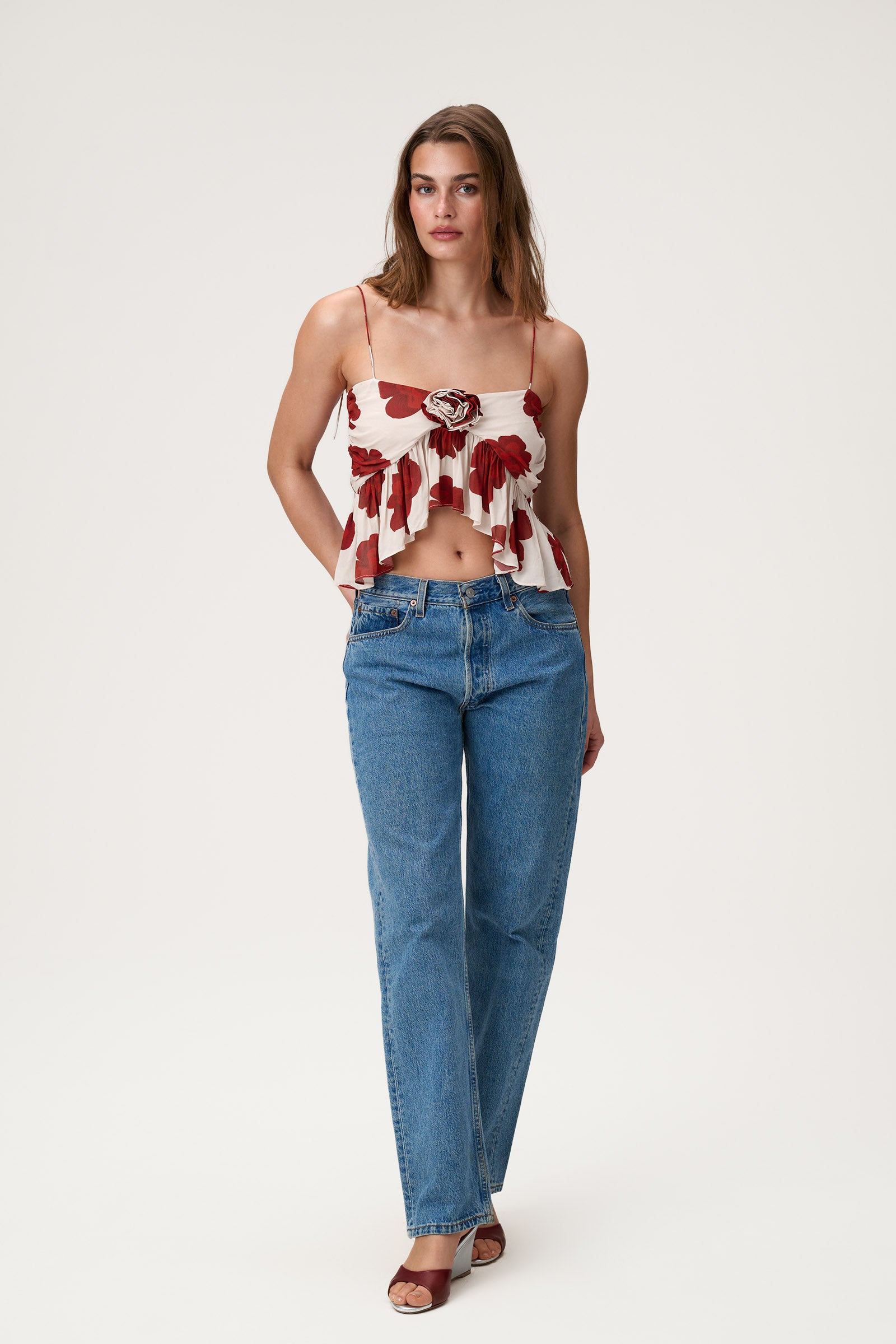Ponza Top in Red Flower - Shop now – adoore.com