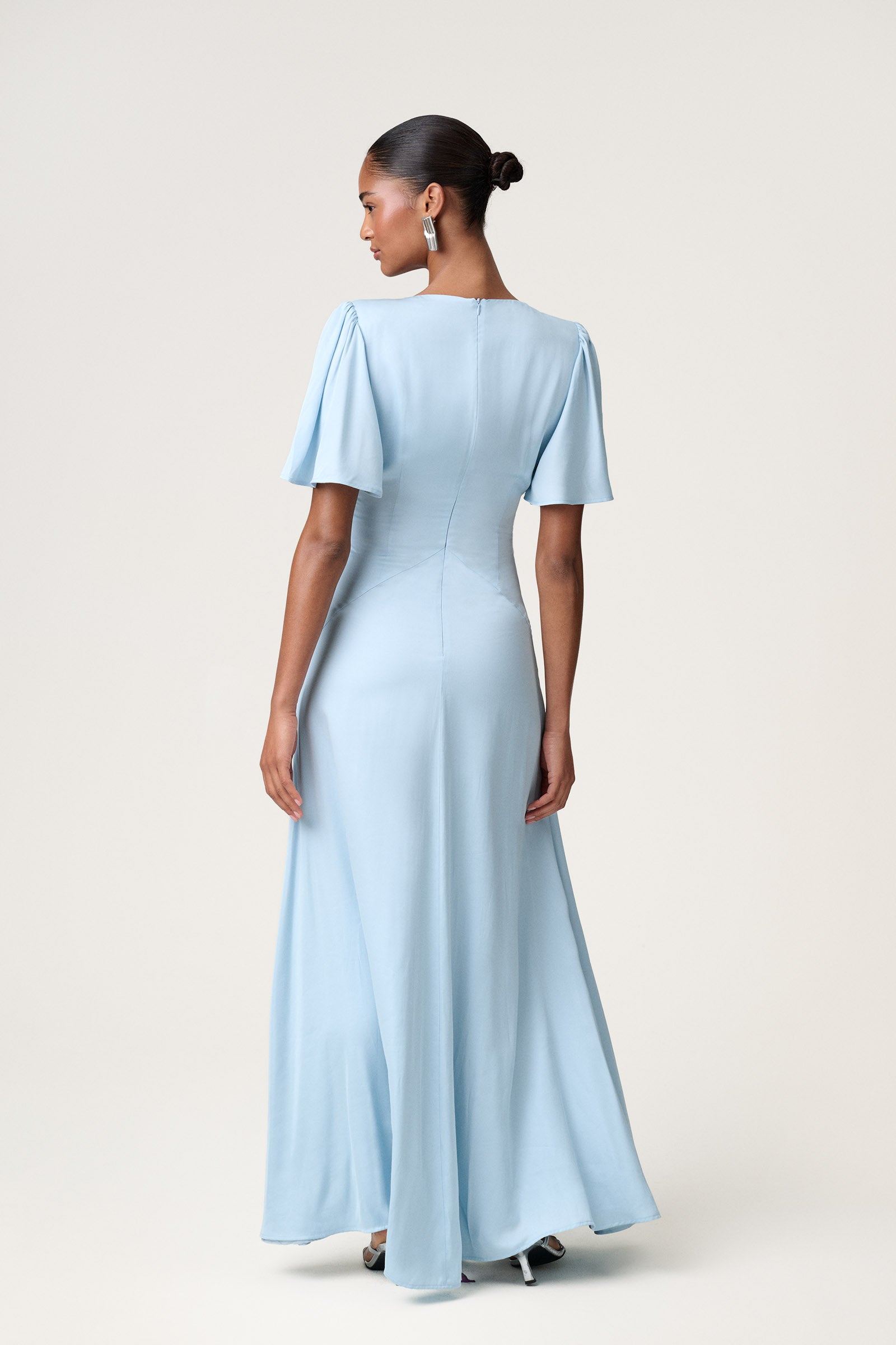 blue and grey dress Bari maxi dress in light blue