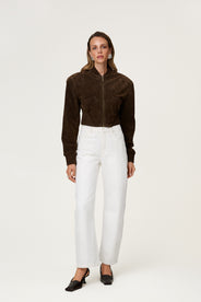 Brixen cropped suede jacket in dark brown with a boxy fit. thumbnail image