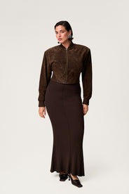 Brixen cropped suede jacket in dark brown with a boxy fit. thumbnail image
