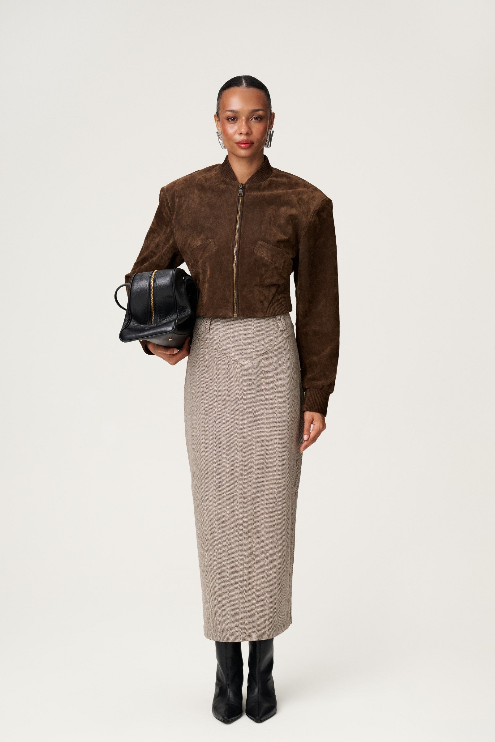 Brixen cropped jacket in suede - Shop now – adoore.com