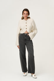 Cessole knitted cropped cardigan in off white. thumbnail image