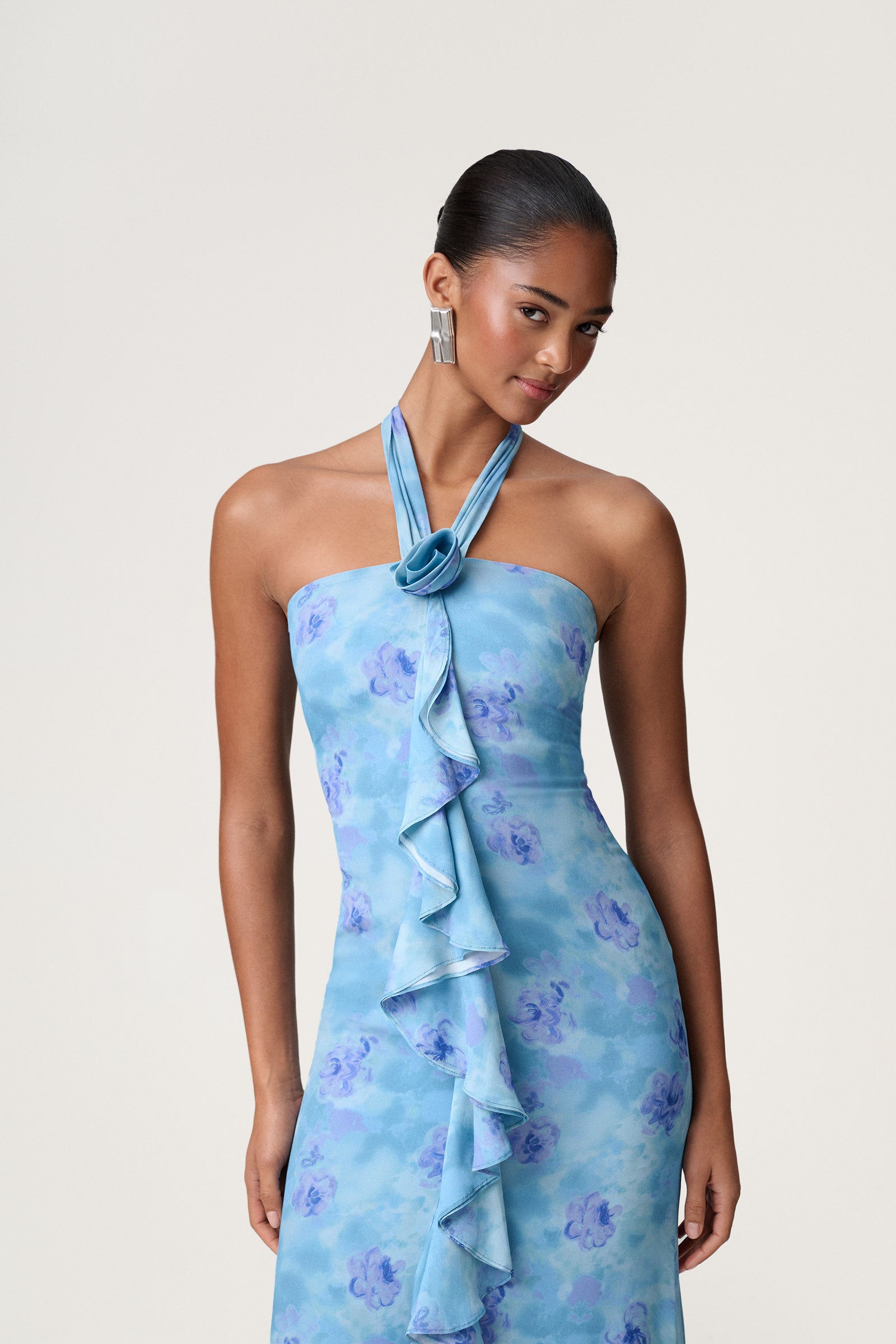 Lamia halterneck dress in blue - Shop now adoore.com Lamia halterneck dress in blue - Shop now adoore.com