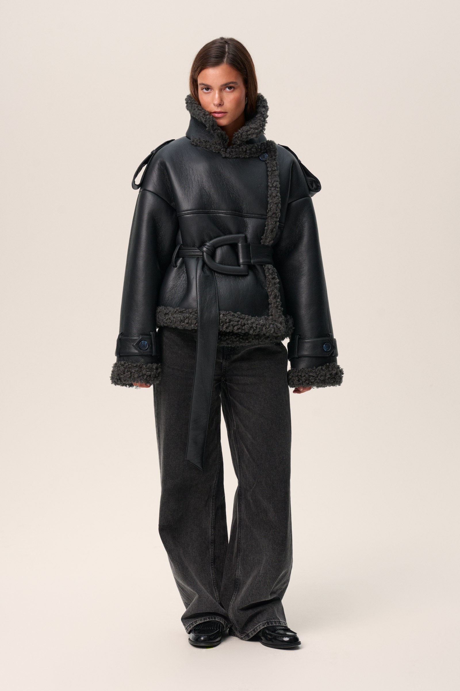 Vegan leather jacket in black – Shop jacket – adoore.com