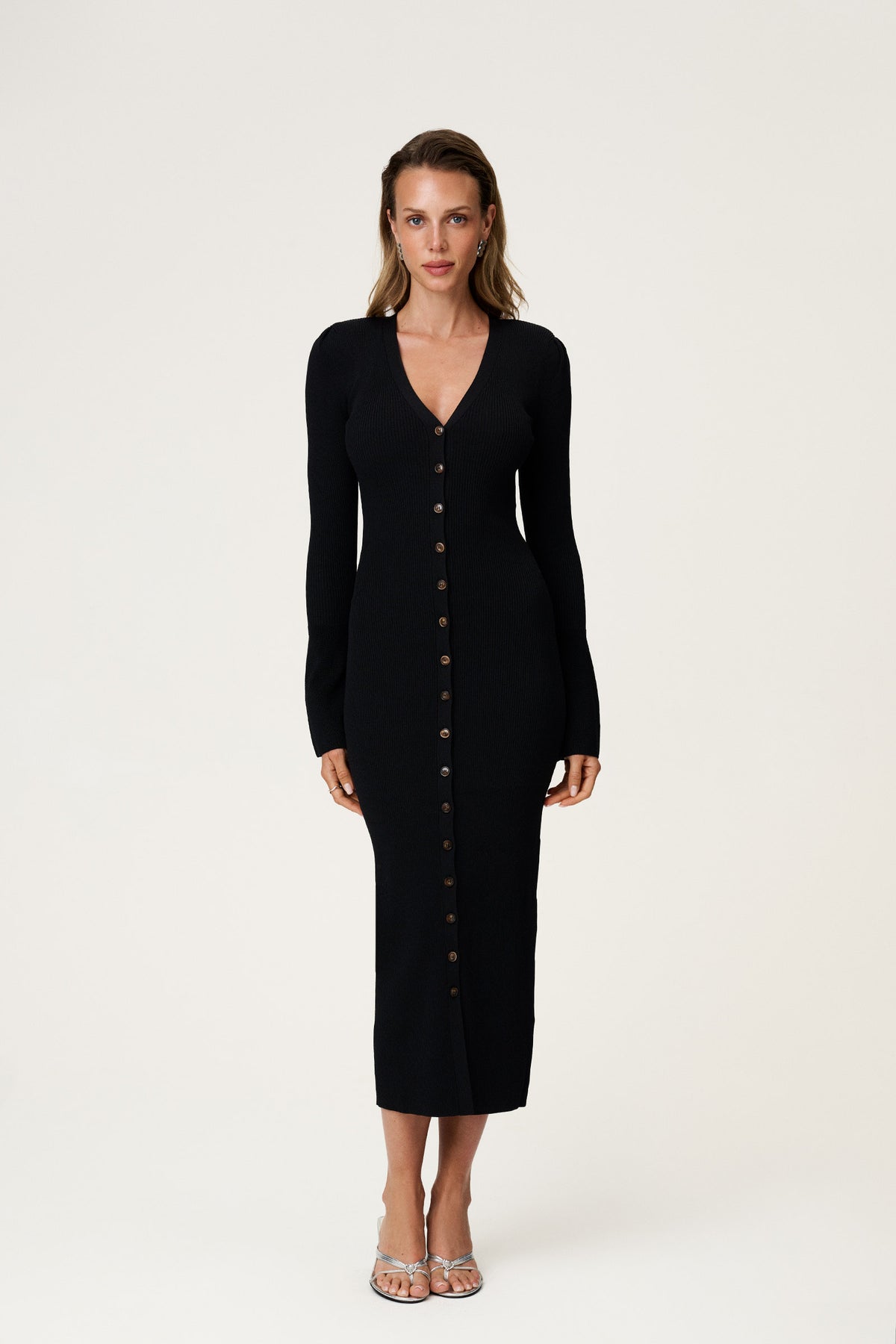 Ribbed midi dress in black – Shop dress – adoore.com