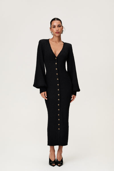 adoore montana maxi dress Montana dress in black boucle