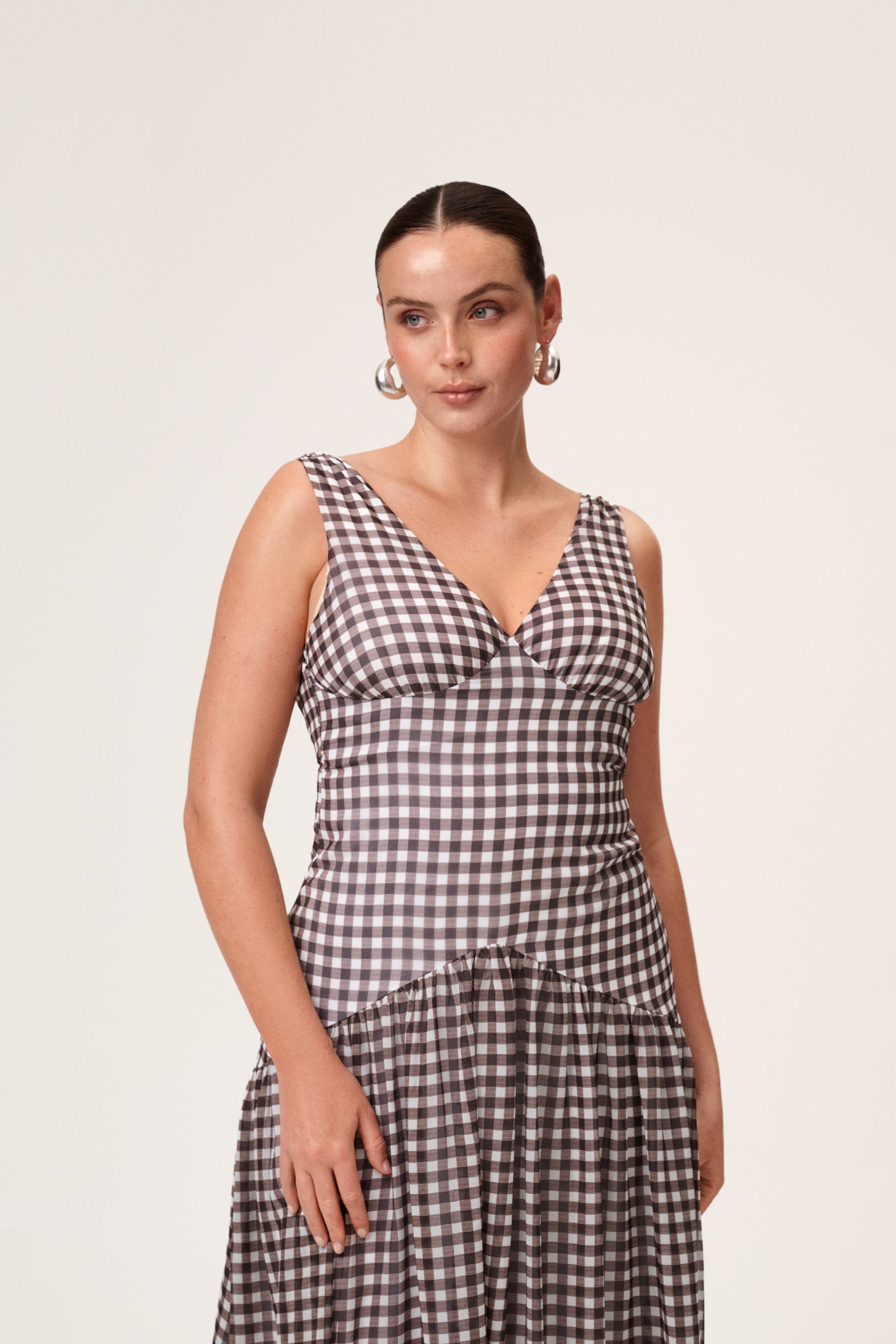 brown and white gingham dress Toulouse maxi dress in brown