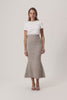 Knitted Cessole midi lengthed skirt in greige.