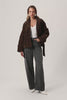 York cropped trench coat in dark brown suede.